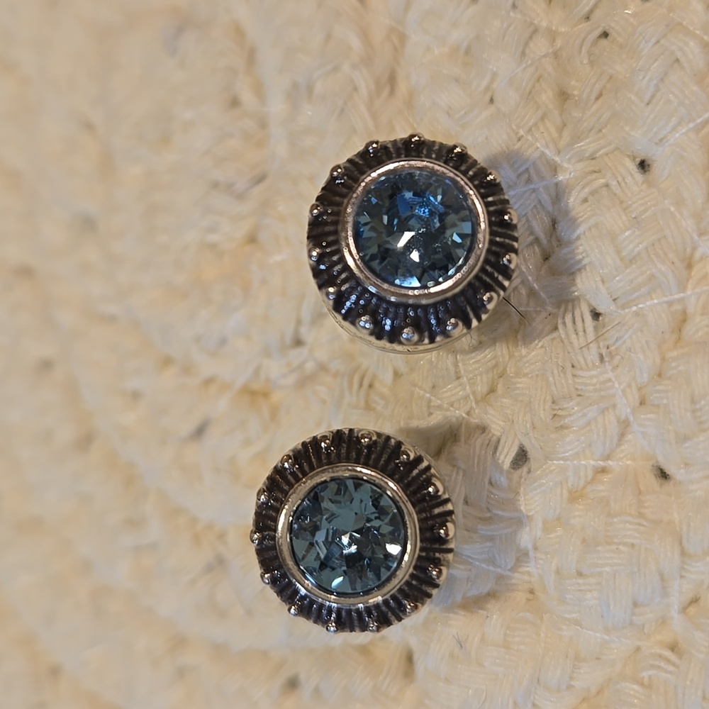 Brighton Silver and Blue Crystal Earrings